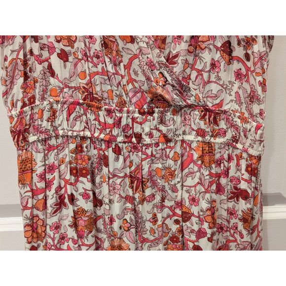 Knox Rose XXL Tiered Maxi Dress Floral Smocked Waist Ruffle Sleeve FREE SHIP - Picture 5 of 7